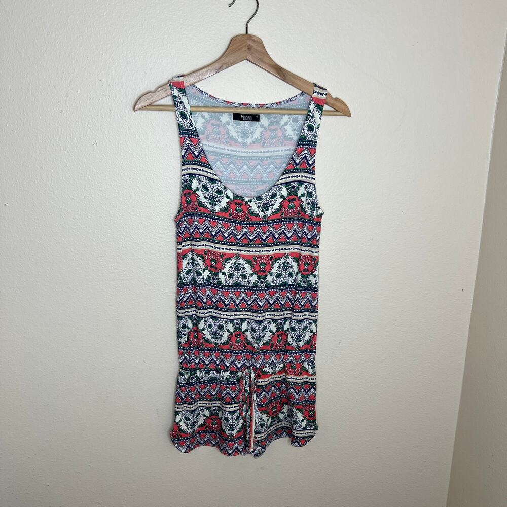 Michael Lauren Pink Blue Printed Romper XS